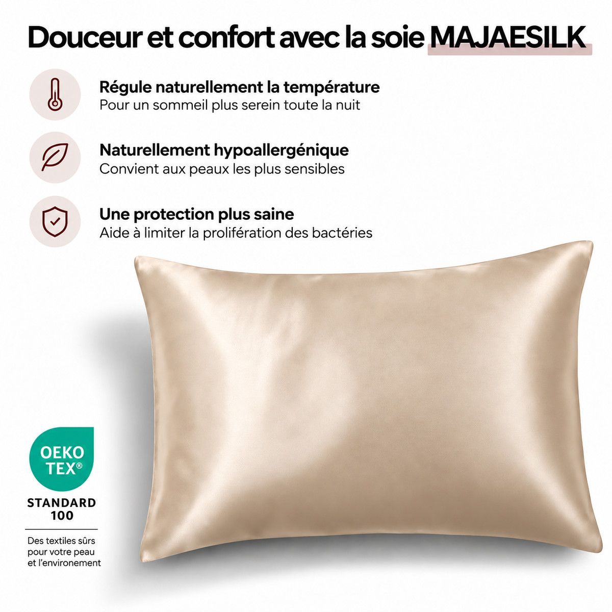 Taie d'oreiller en soie de mûrier 23 mommes